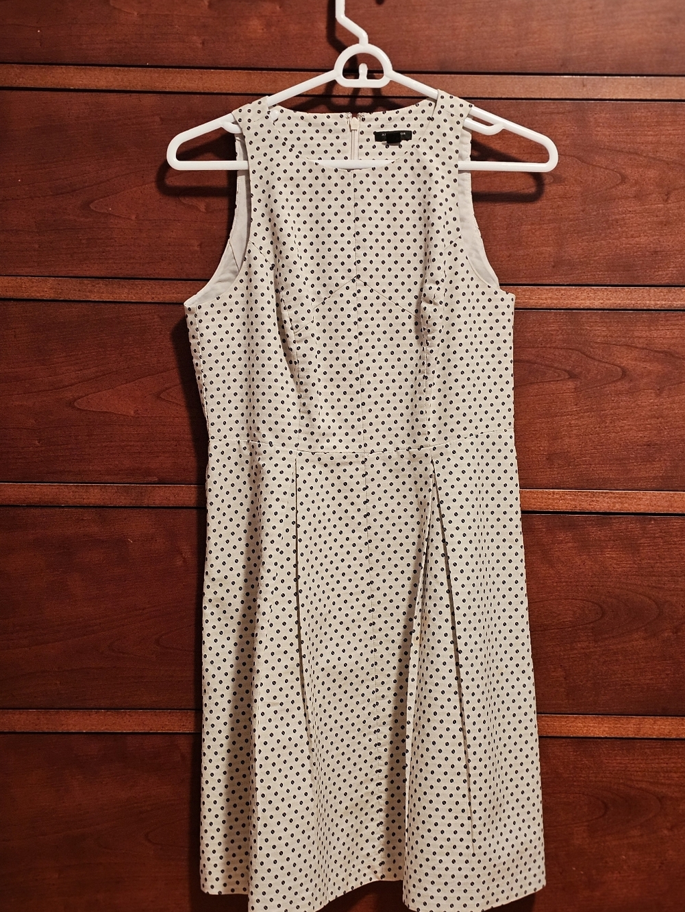 Sleeveless Cream Polka Dot A-Line Dress